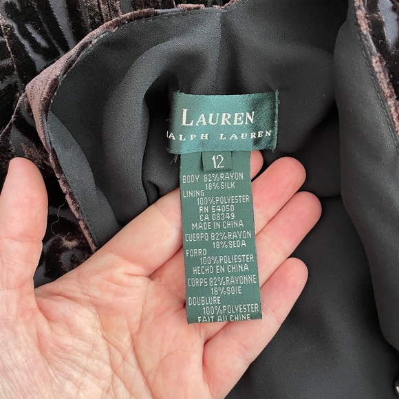 Ralph Lauren crushed velvet pattern evening dress - Picture 5 of 5